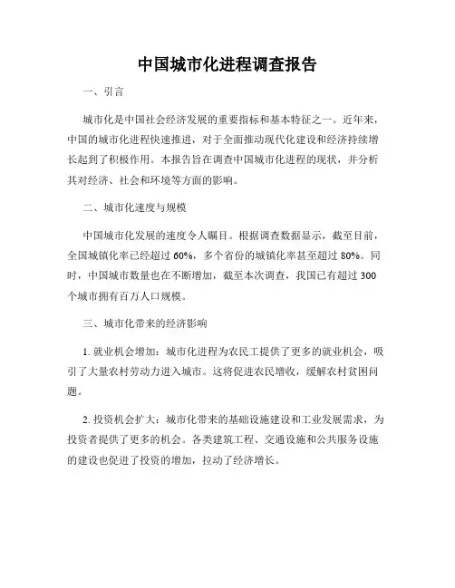 中国城市化进程调查报告