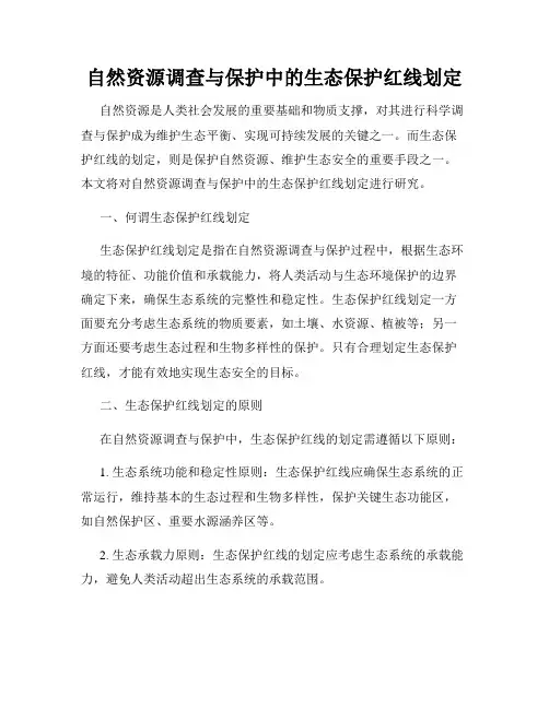 自然资源调查与保护中的生态保护红线划定