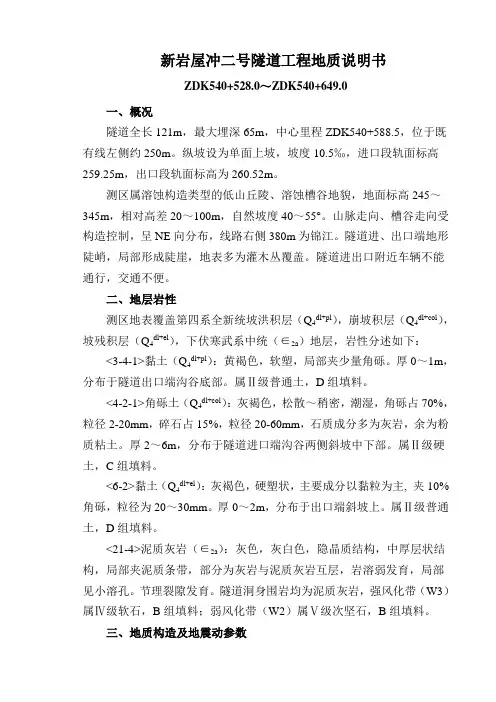 隧道工程地质说明