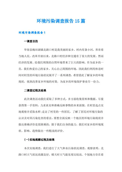 环境污染调查报告15篇