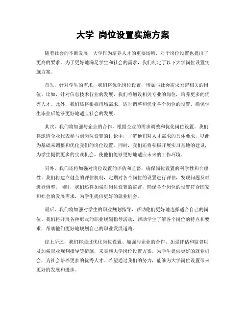 大学 岗位设置实施方案