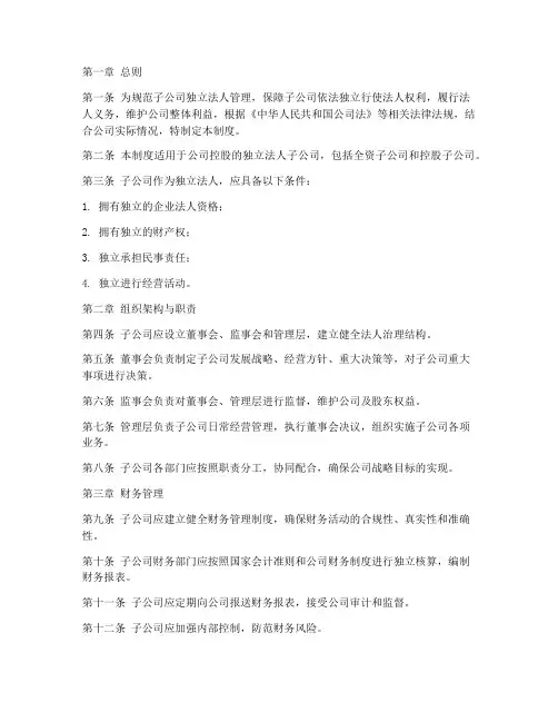 子公司独立法人管理制度