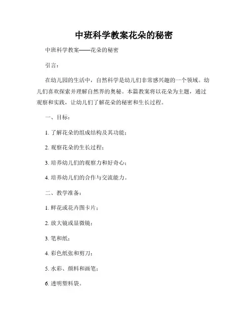 中班科学教案花朵的秘密