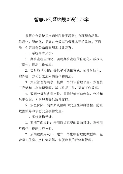 智慧办公系统规划设计方案