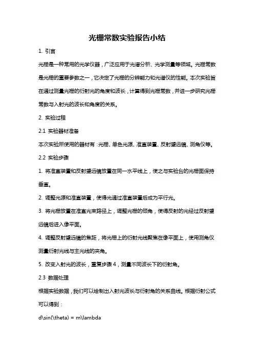 光栅常数实验报告小结