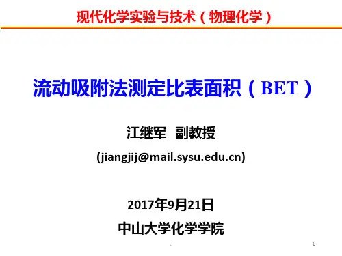 流动吸附法测定比表面积BETPPT课件