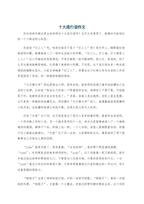 十大流行语作文