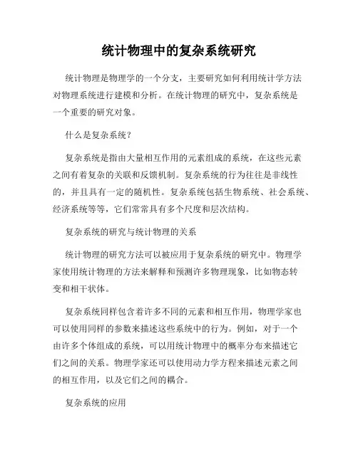 统计物理中的复杂系统研究