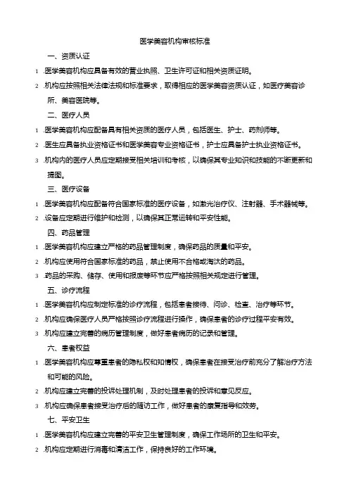 医学美容机构审核标准
