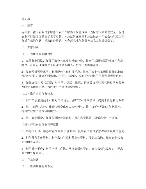 农业气象三农工作总结范文(3篇)