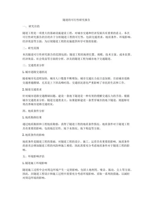 隧道的可行性研究报告