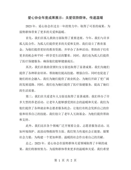 爱心协会年度成果展示：关爱弱势群体,传递温暖
