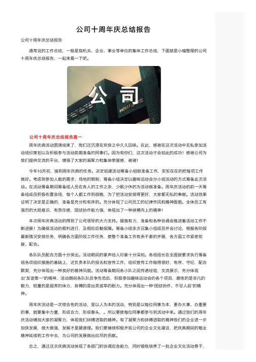 公司十周年庆总结报告