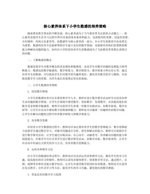 核心素养体系下小学生数感的培养策略