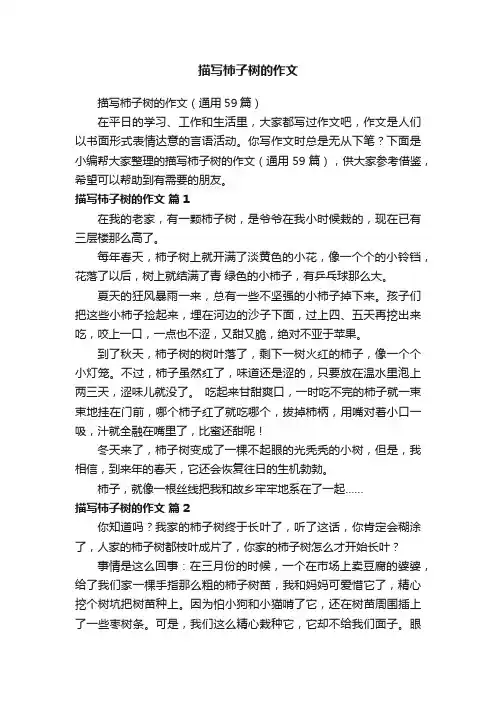 描写柿子树的作文（通用59篇）