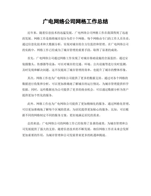 广电网络公司网格工作总结