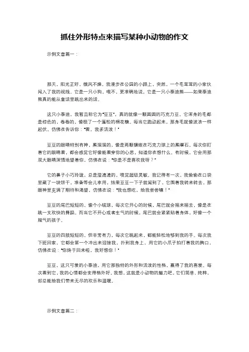 抓住外形特点来描写某种小动物的作文