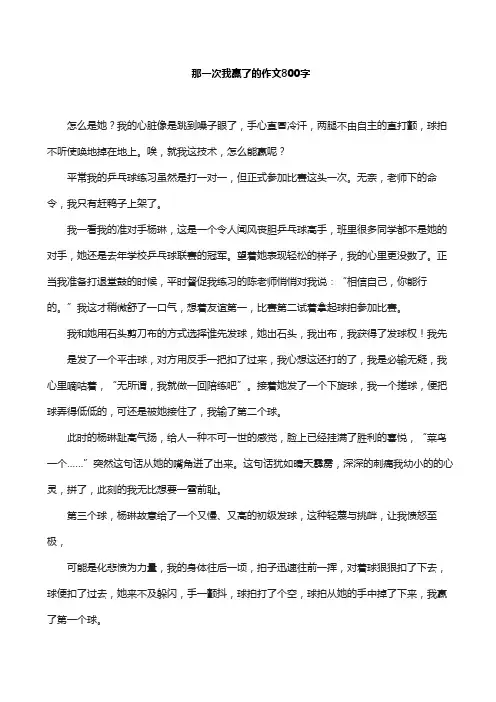 那一次我赢了的作文800字