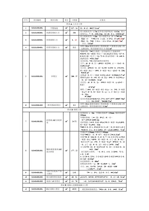 1号办公楼清单工程量计算式