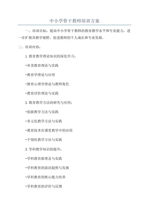 中小学骨干教师培训方案
