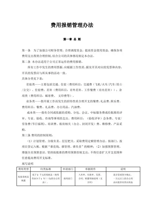 公司财务费用报销管理办法参考范本5篇