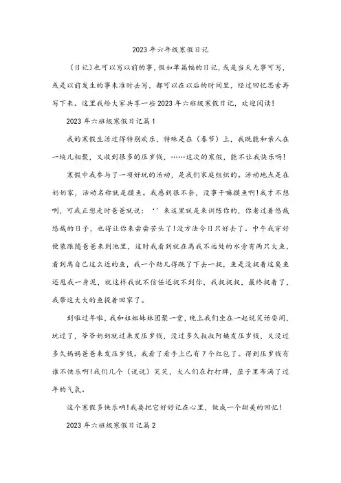 2023年六年级寒假日记