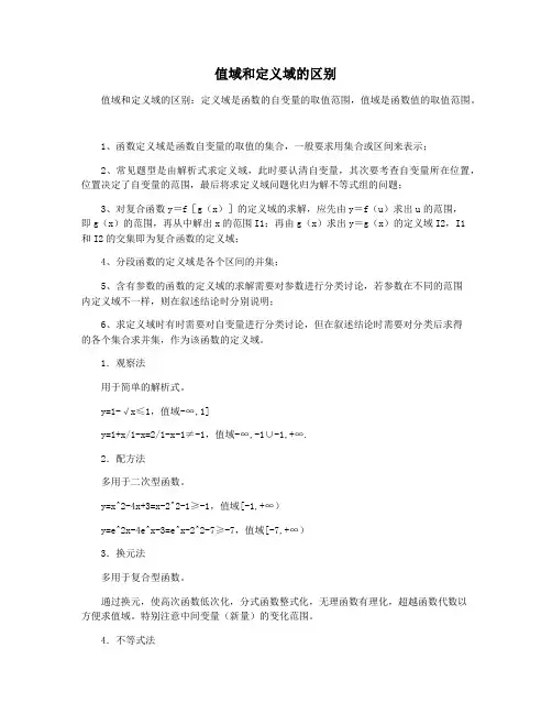 值域和定义域的区别