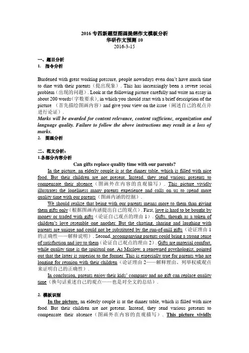英语专业四级图画提纲作文模板分析