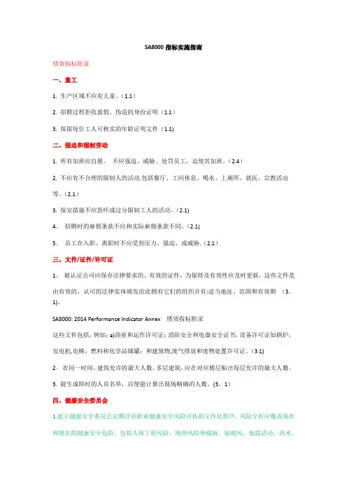8-1、SA8000社会绩效指标附录