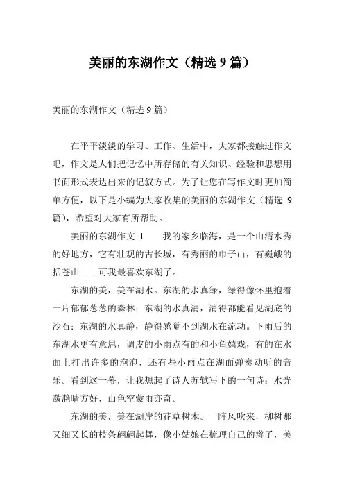 美丽的东湖作文(精选9篇)