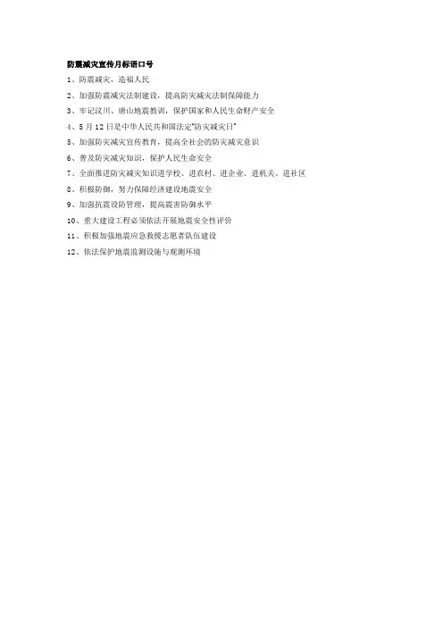防震减灾宣传月标语口号
