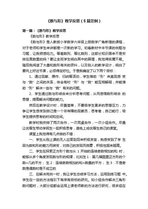 《数与形》教学反思（5篇范例）