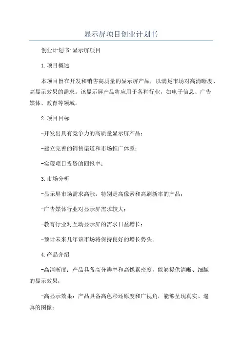 显示屏项目创业计划书