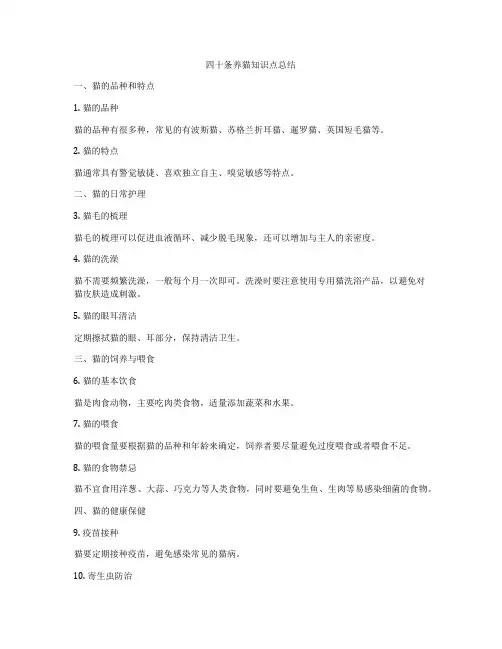 四十条养猫知识点总结