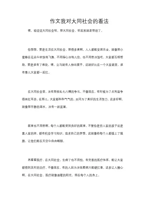 作文我对大同社会的看法