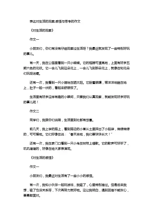 表达对生活的观察,感悟与思考的作文