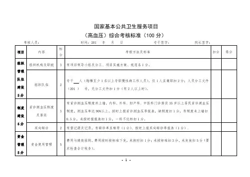 国家基本公共服务高血压考核标准
