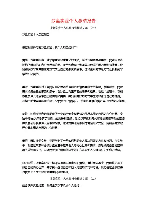 沙盘实验个人总结报告2篇
