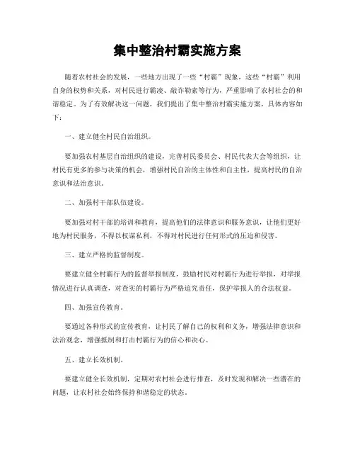 集中整治村霸实施方案