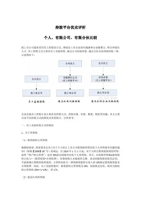 (推荐)持股平台几种模式分析