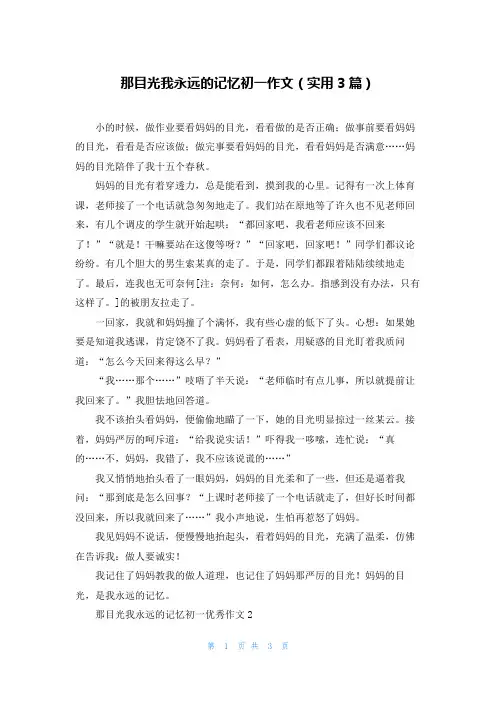 那目光我永远的记忆初一作文(实用3篇)
