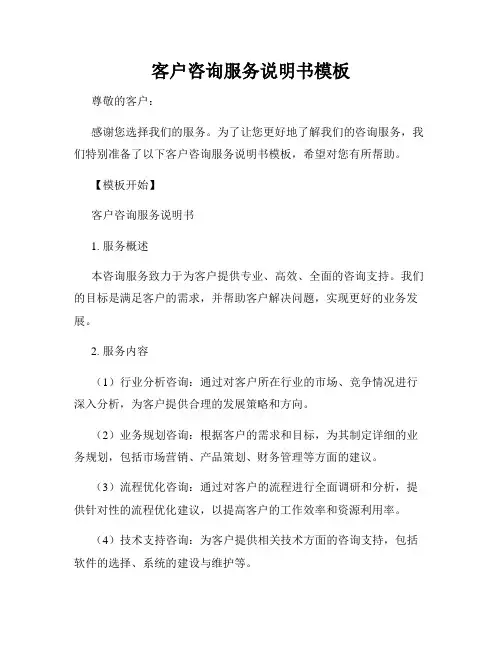 客户咨询服务说明书模板