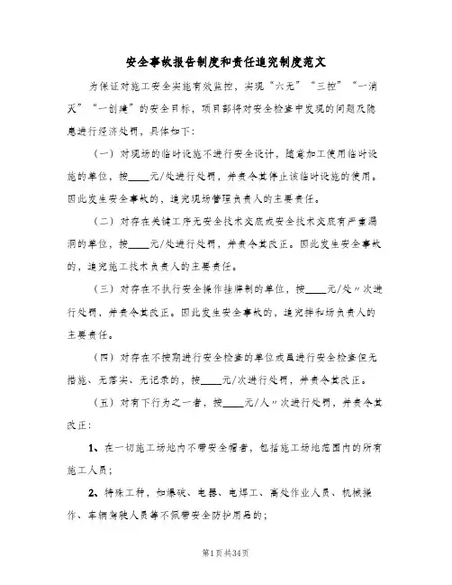 安全事故报告制度和责任追究制度范文（五篇）