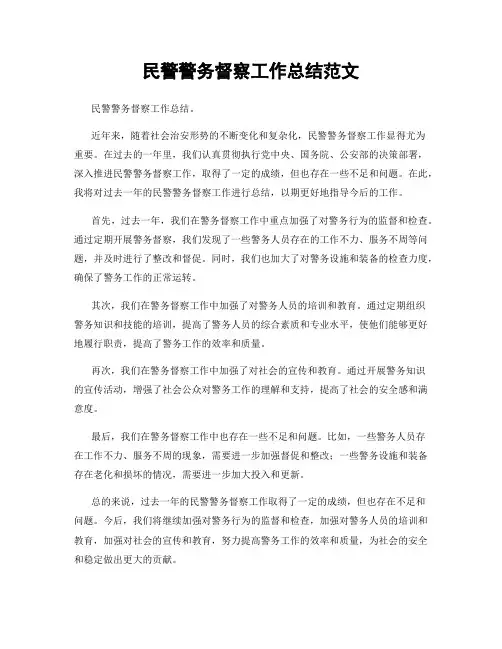 民警警务督察工作总结范文