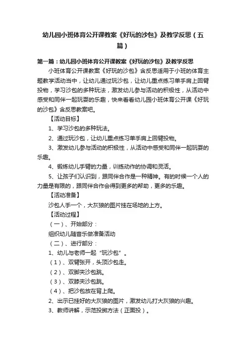 幼儿园小班体育公开课教案《好玩的沙包》及教学反思（五篇）