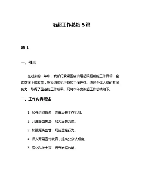 治超工作总结5篇