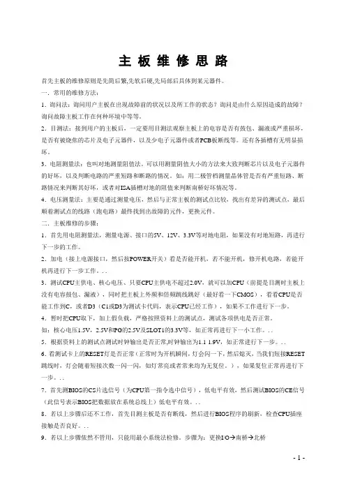主板各个电路检修方法图解