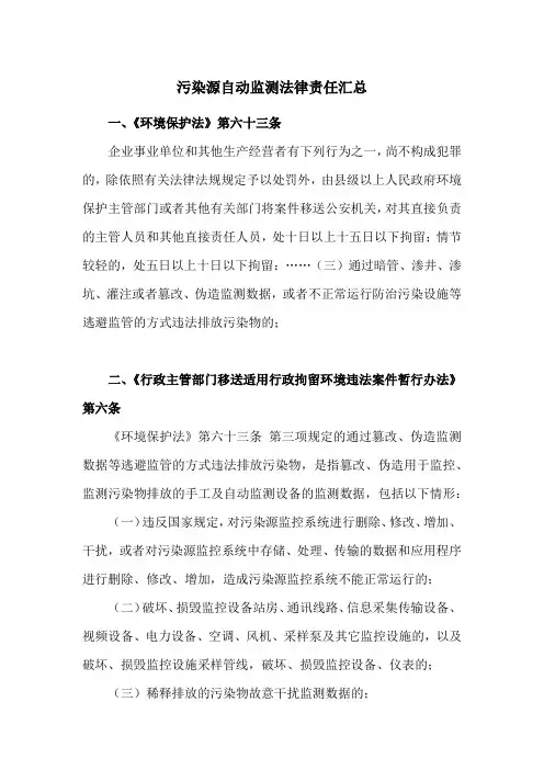 污染源自动监测法律责任汇总