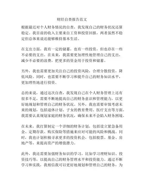 财经自查报告范文