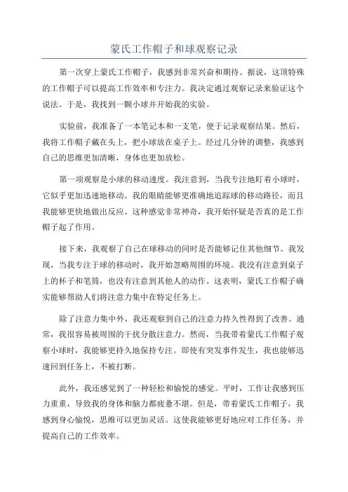 蒙氏工作帽子和球观察记录